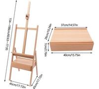 Tabouret de peintre en bois massif de hêtre, modèle table. Boîte à croquis réglable avec espace de rangement, pour toiles jusqu'à 42x32 cm