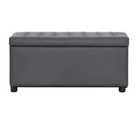 Tabouret de rangement 87,5 cm Simili-cuir Gris | Avec couvercle, Espace de rangement caché, Rembourrage en mousse, Siège supplémentaire, Cadre en bois