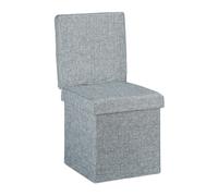 Tabouret de rangement pliable avec dossier 40 L gris Banc de rangement pliant