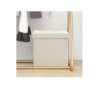 vidaXL Tabouret de rangement pliable Blanc crème Faux lin