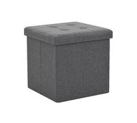 Tabouret de rangement pliable Gris foncé Faux lin Gris G