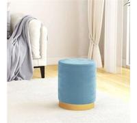 Tabouret de rangement rond Bleu clair Velours Bleu G