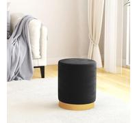 Tabouret de Rangement Rond Velours Noir 31 x 37 cm avec Couvercle, Pouf Salon Moderne à Base Fer, Rangement pour Livres et Magazines