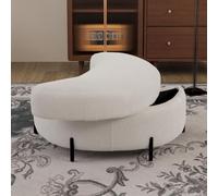 Tabouret de rangement Teddy velvet en forme de demi-lune, sert de table d'appoint, d'assise rembourrée, de tabouret pour s'habiller et se chausser, ainsi que de repose-pieds pour l'entrée et le couloi