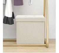 Tabouret de rangement - vidaXL - Pouf coffre - lin - blanc crème - 38 x 38 x 38 cm@pda68w