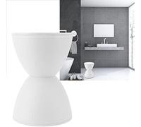 Tabouret de salle de bain de forme sablier, à la fois élégant, résistant à l'usure et aux chocs, robuste et polyvalent (blanc)