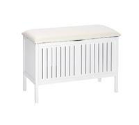 Tabouret de salle de bain en bois avec rangement Olso - L. 78 x H. 52 cm - Blanc