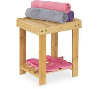 Relaxdays Tabouret de salle de bain en bambou