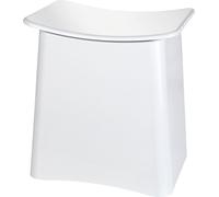 Tabouret de salle de bain WENKO, modèle Wing : tabouret pratique avec panier à linge et couvercle, sac à linge amovible en plastique, 33 L, dimensions : 45 x 48 x 33 cm, couleur : blanc