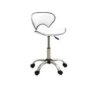 Tabouret de salon et spa - VIDAXL - Blanc - Similicuir - Réglable en hauteur - Pivotement - Roulettes Blanc G
