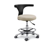 Tabouret de selle avec accoudoir rotatif à 360°, tabouret d'assistant dentaire en cuir PU, hauteur réglable, chaise de salon médical, siège de toilette