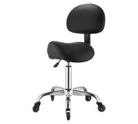 Tabouret de selle avec dossier, capacité de poids de 226,8 kg, hauteur réglable, roulettes silencieuses, siège ergonomique en cuir PU, chaise de selle pivotante à 360° pour salon de coiffure, spa, bar