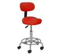 Tabouret de selle dynamique avec dossier, réglable en hauteur et roulant | Siège en forme de selle avec dossier, hauteur réglable de 45 à 59 cm, pivotant à 360 °, 5 roues, charge jusqu'à 150 kg
