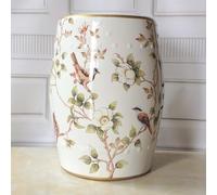 Tabouret de tambour décoratif en porcelaine peinte à la main avec fleurs et papillons pour intérieur ou extérieur