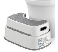 Tabouret de toilette ergonomique - Gris clair et gris foncé - Empilable - Antidérapant - Pour salle de bain