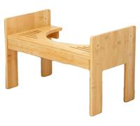 Tabouret de toilettes, hauteur réglable : 6 cm, charge maximale : 80 kg, dimensions : 45 x 24,5 x 28 cm, matériau : bambou, poids net : 1,7 kg