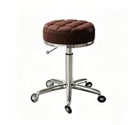 Tabouret de vanité roulant, tabouret de bar rotatif, coussin en cuir PU, chaise de beauté réglable en hauteur, roues lisses, adapté aux salons de beauté, coiffeurs, réception de réc silver legs Brown