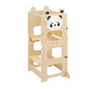 Tabouret debout pour enfant - 87*42*38.5cm-Tour d'apprentissage déformable avec planche à dessin - Couleur bois originale