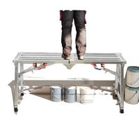 Tabouret d'échafaudage pliable, 120 cm x 30 cm x 90 cm, charge maximale 200 kg, hauteur réglable de 60 cm à 90 cm, tube rectangulaire renforcé, surface galvanisée
