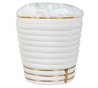 Tabouret Déco en Tissu Doric 50cm Blanc & Or
