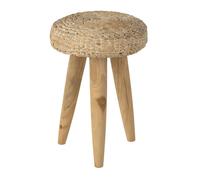 Tabouret Design en Teck Puglia 40cm Naturel & Blanc