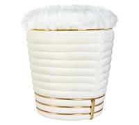 Tabouret Design en Tissu Doric 50cm Ivoire & Or