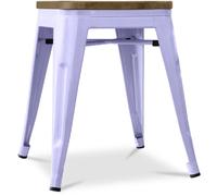 Tabouret Design Industriel - Bois et Acier - 45cm -Stylix Lavande