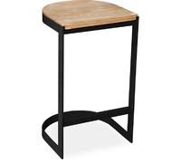 Tabouret Design Industriel - Bois et Métal - 60cm - Lia Noir