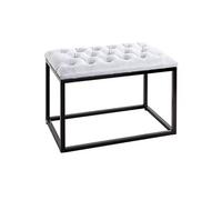 HAKU Tabouret Olmida – Tissu gris & métal noir – 60×40×45 cm – Style industriel