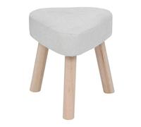 Atmosphera – Tabouret Thena en forme de cœur – Assise tissu, Pieds en pin, 32 x 36 cm – Blanc ivoire