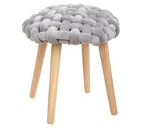 Atmosphera - Tabouret design tricot scandinave Cosy - Diam. 43 cm - Gris - Cosy Gris G