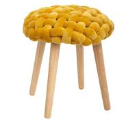 Tabouret design tricot scandinave Cosy - Diam. 43 cm - Jaune moutarde