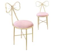 Tabouret d'essayage, dossier papillon, tissu velours, rose