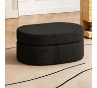 Tabouret d'extrémité de lit avec rangement, pouf rembourré en laine d'agneau, pouf de canapé ovale, adapté à la chambre à coucher, au salon et à l'entrée black 60*40*30CM/23.6*15.7*11.8 in