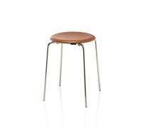Fritz Hansen Dot tabouret rond cuir Essential walnut-chrome