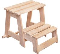 Tabouret échelle Bois 2 Marches Multifonctionnel, Pin Massif, Compact - Astigarraga