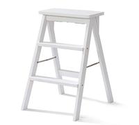 Tabouret échelle de cuisine en bois de pin à 3 marches - Design pliable - Peu encombrant - Léger et robuste - Dimensions : 42 x 48 x 64 cm - Parfait pour l'intérieur et l'extérieur.