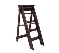 Tabouret échelle pliable en bois robuste à 5 marches - Marchepied robuste et peu encombrant pour adultes pour la maison et la cuisine, design sûr et pratique, facile à ranger