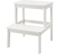 Tabouret en bambou avec marchepied KROK, hauteur 46 cm, blanc