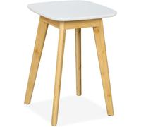 Tabouret en bambou - Petit tabouret - Pour la salle de bain, le couloir ou la cuisine - Hauteur : 46 cm - Capacité : jusqu'à 100 kg - Petit pot pour plantes - Couleur : blanc naturel