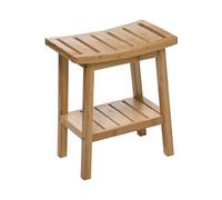 Tabouret en bois de bambou coloris naturel - Longueur 39,5 x Profondeur 25,2 x Hauteur 46 cm --