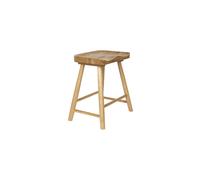 Tabouret en bois marron, carré, uni, 1 place, léger, compact - White Label, Vander - 33x43x46 cm