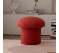 Tabouret en bois massif avec assise en laine d'agneau - Design champignon doux et élégant pour n'importe quel espace, idéal pour la maison ou le bureau