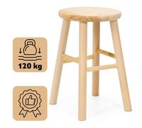 Tabouret en bois - SPRINGOS - WF0003 - pin naturel - assise profilée - charge 120 kg