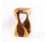 Tabouret en bois torsadé - Colonne de fleurs - Pied - Table d'appoint - Table de chevet - Support de fleurs en bois massif - 50 x 28 x 28 cm