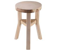 Tabouret en bois ZAHORA petit tabouret rond de décoration, coloris naturel