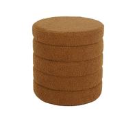 Tabouret en bouclettes rouille avec coffre de rangement intégré