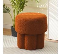 Tabouret en forme de champignon, pouf rond en peluche Sherpa, support stable pour salon, coiffeuse et entrée, design blanc doux