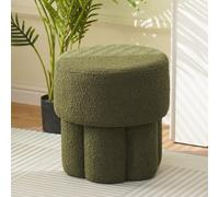 Tabouret en forme de champignon, pouf rond en peluche Sherpa, support stable pour salon, coiffeuse et entrée, design blanc doux