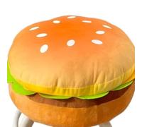 Tabouret en forme de hamburger, repose-pieds roulant, rotatif, mobile à roulettes, rembourré en peluche, design de dessin animé, basse hauteur, utilisation en intérieur